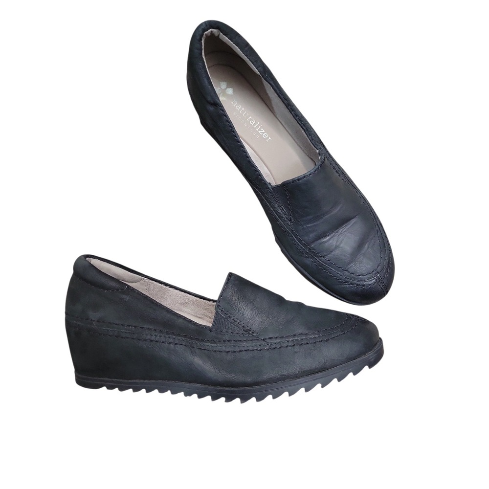Naturalizer Harker Black Leather Loafers Womens 6.5M N5 Contour‎ Slip On Shoes